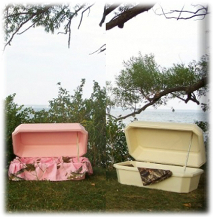 Traditional Camo Regular and Deluxe Pet Caskets